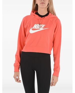 Nike Logo-Print Cropped Hoodie - Red