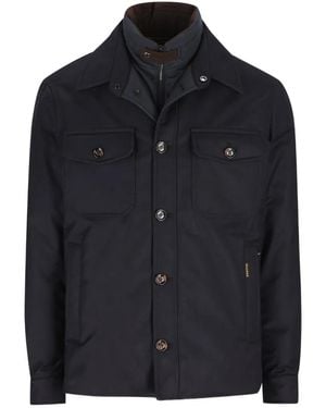 Moorer Surchemise Boutonnée À Poches Poitrine - Black