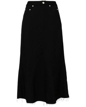 Rick Owens Frayed-Edge Skirt - Black