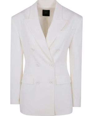 Pinko Double-Breasted Blazer With Notched Lapels - White