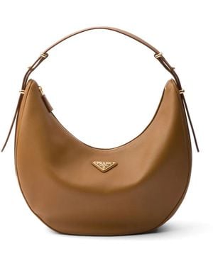 Prada Arqué レザーショルダーバッグ L - ブラウン