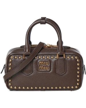 Miu Miu Arcadie Tasche Mit Nieten - Braun