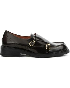 Status Buckled Leather Loafers - Black