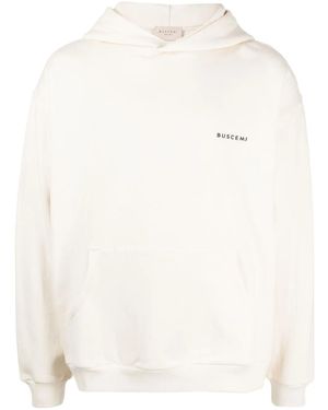 Buscemi Logo-Plaque Cotton Hoodie - Natural