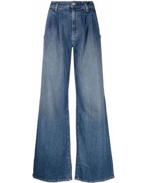 Nili Lotan Wide-Leg Bleach-Effect Denim Jeans - Blue