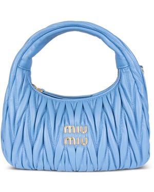 Miu Miu Sac Porté Épaule Wander En Cuir Nappa Matelassé - Blue