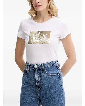 ARMANI EXCHANGE Sequin-Embellished T-Shirt - Blue