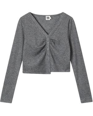 B+ AB Cárdigan de canalé con botones - Gris