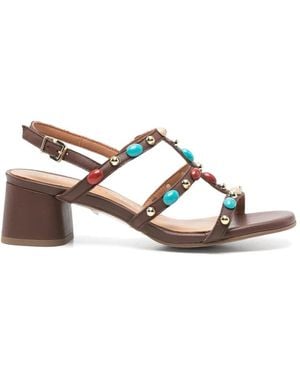 Pedro Miralles Stones-Embellishment Sandals - Brown