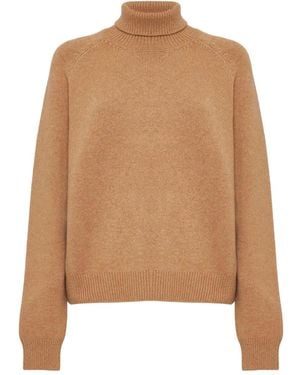 Fendi Turtleneck Long-Sleeve Sweater - Brown