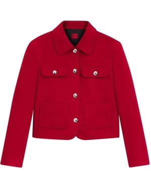 HUGO Flap-Pockets Buttoned Jacket - Red