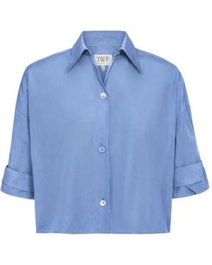 Twp Cropped Button-Up Shirt - Blue