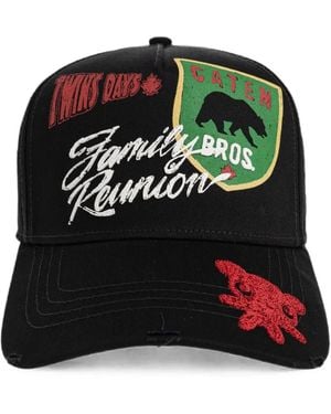 DSquared² Distressed Embroidered Baseball Cap - Black