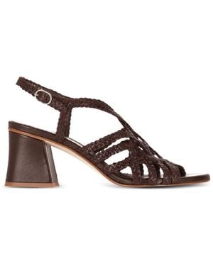 LA ROSE Woven Cage Sandals - Brown