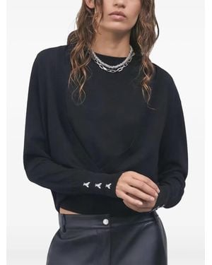 Patrizia Pepe Layered-Effect Fly-Embroidered Sweater - Blue