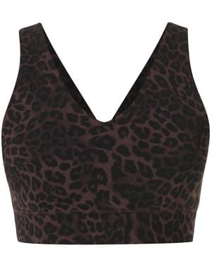 Sweaty Betty Ultimate Studio Yoga Voop Leopard-Print Sports Bra - Black