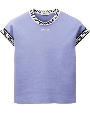Versace Embroidered Logo Short Sleeve T-Shirt (Size 38) - Blue