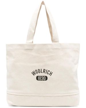Woolrich Logo-Print Canvas Tote Bag - Natural
