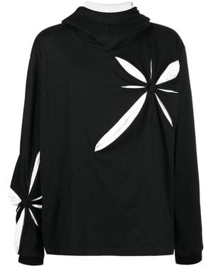 Kusikohc Origami-Pattern Cotton Hoodie - Black