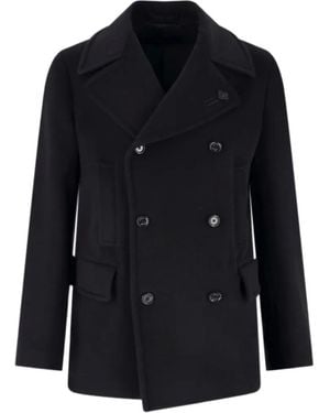 Lardini Double-Breasted Virgin Wool Coat - Blue