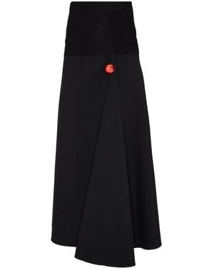 Ferragamo Gemstone-Detail A-Line Wool Skirt - Black