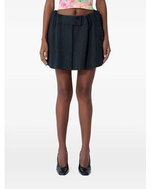 Prada Chevron Wool Mini Skirt - Blue