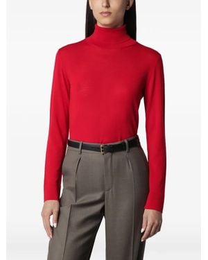 Rohe Fein Gestrickter Rollkragenpullover - Rot
