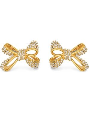 Oscar de la Renta Pendientes Bow Con Detalles De Cristales - Metálico