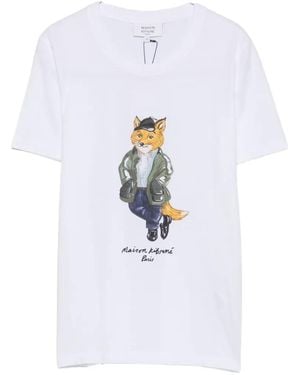 Maison Kitsuné Weekend Fox Printed T-Shirt - White
