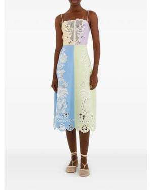 FARM Rio Broderie-Anglaise Midi Dress - Blue