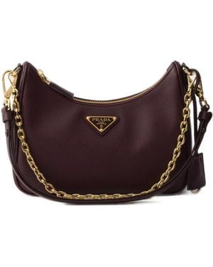 Prada Mini Re-Edition Tasche Aus Saffiano-Leder - Lila