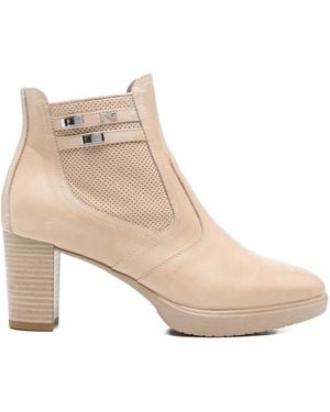 Nero Giardini Perforated Strap Boots - Natural