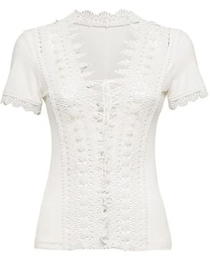 Philipp Plein Top con ribetes de ganchillo - Blanco