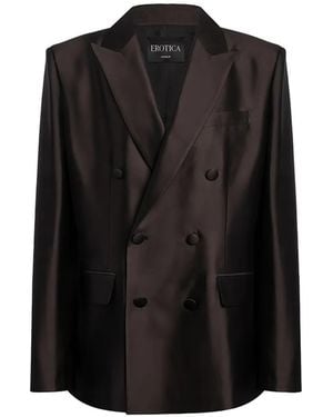Dondup Double-Breasted Peaked-Lapel Blazer - Black