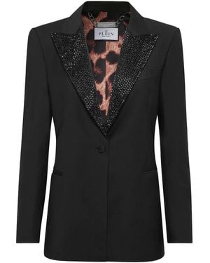 Philipp Plein Skull Rhinestones Blazer - Black