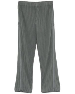 Homme Plissé Issey Miyake Pantalon Plissé À Détails De Zips - Grey
