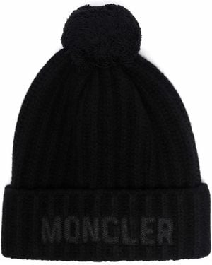 Moncler Beanie Mit Pompon - Schwarz