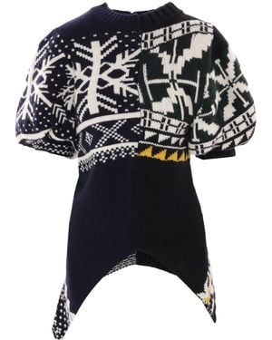 Sacai Kurzärmeliger Pullover im Patchwork-Look - Schwarz