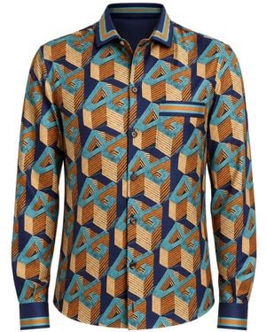 Dolce & Gabbana Dg Logo Zijden Overhemd - Blauw