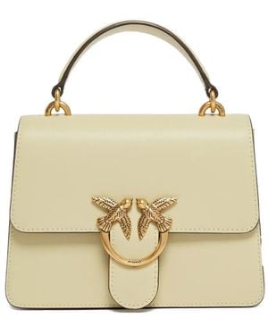 Pinko Mini Love Leather Satchel Bag - Metallic