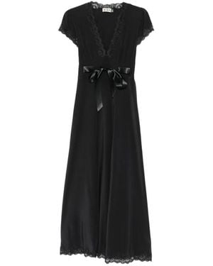 RIXO London Marlice Lace-Trimmed Bow-Detail Maxi Dress - Black