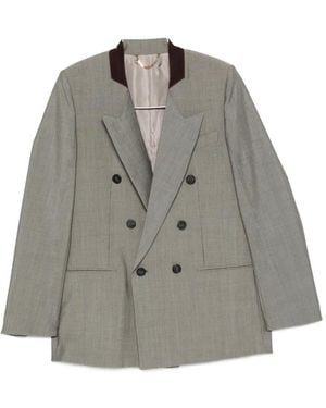 Victoria Beckham Double-Breasted Peak-Lapels Blazer - Grey