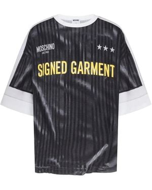 Moschino Striped Cotton T-Shirt - Grey