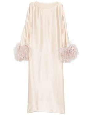 Stephan Janson Feather-Trim Midi Dress - White