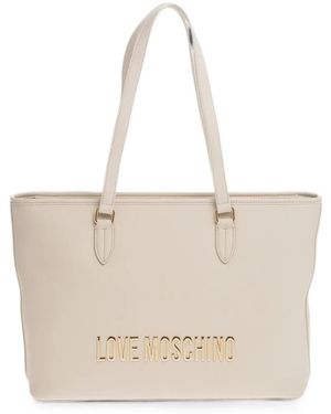 Moschino Love Logo-Embossed Tote Bag - Natural