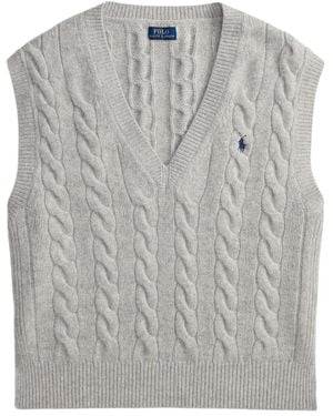 Polo Ralph Lauren Cable-Knit V-Neck Jumper Vest - Grey