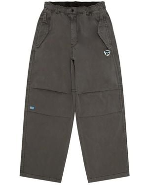 Aape By A Bathing Ape Moonface Logo-Patch Pants - Gray