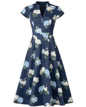 Sachin & Babi Robe Mi-Longue Jasmeen Évasée À Fleurs - Blue