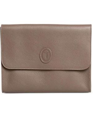 Trussardi Clutch Con Applicazione Logo - Marrone