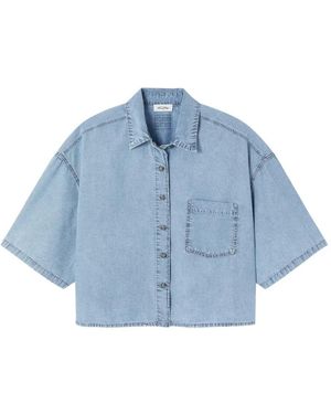 American Vintage Paybou Blouse Met Korte Mouwen - Blauw